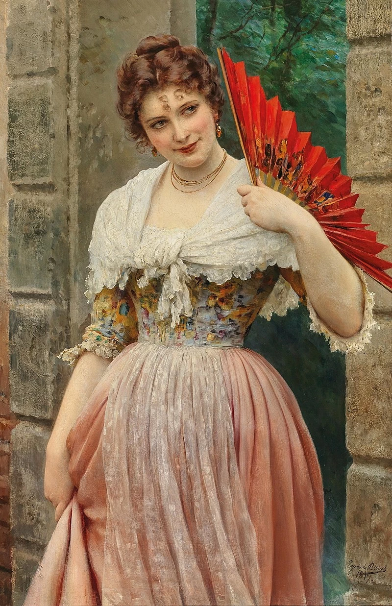 Giovane donna con ventaglio